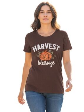 Joei & I Brown 'Harvest Blessings' Short Sleeve Graphic Tee